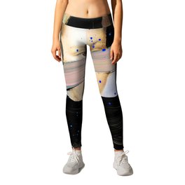 Picture of a Lady With Paint Smears Leggings | Pink, Cobalt, Eyes, Curated, Pale, Woman, Brown, Rose, Dustyrose, Black 