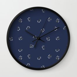Rowan Branches Seamless Pattern on Navy Blue Background Wall Clock
