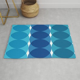 Retro psychadelic 60s 70s circles colorful getometric pattern - blue Rug