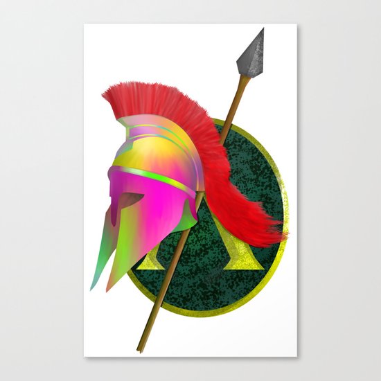 Spartan Helmet Colorful Canvas Print