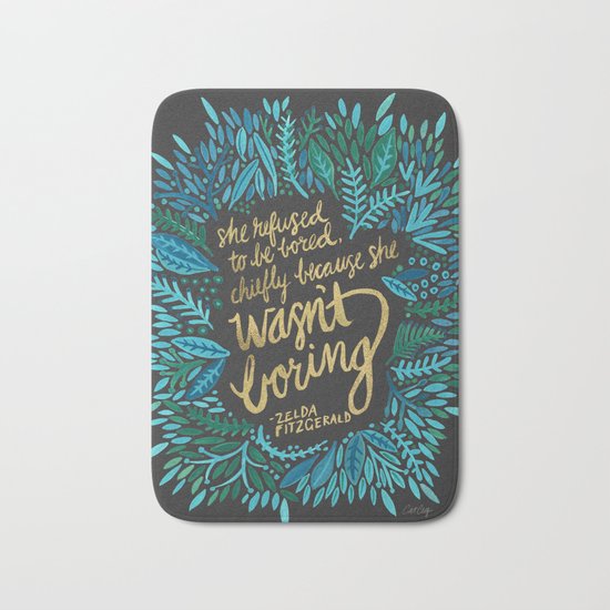 Zelda Fitzgerald – Blue on Black Bath Mat