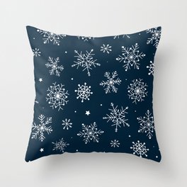 Blue Winter Modern Snowflakes Collection Throw Pillow