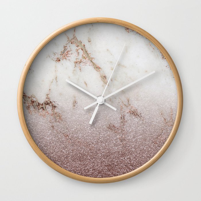 Burgundy Glow Marble Glitter Gradient Wall Clock By