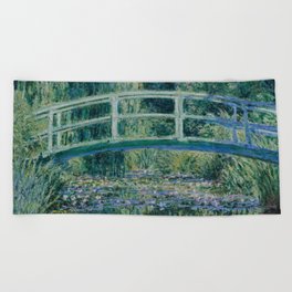 Monet, Water Lilies and Japanese Bridge  or nympheas 12 water lily Beach Towel