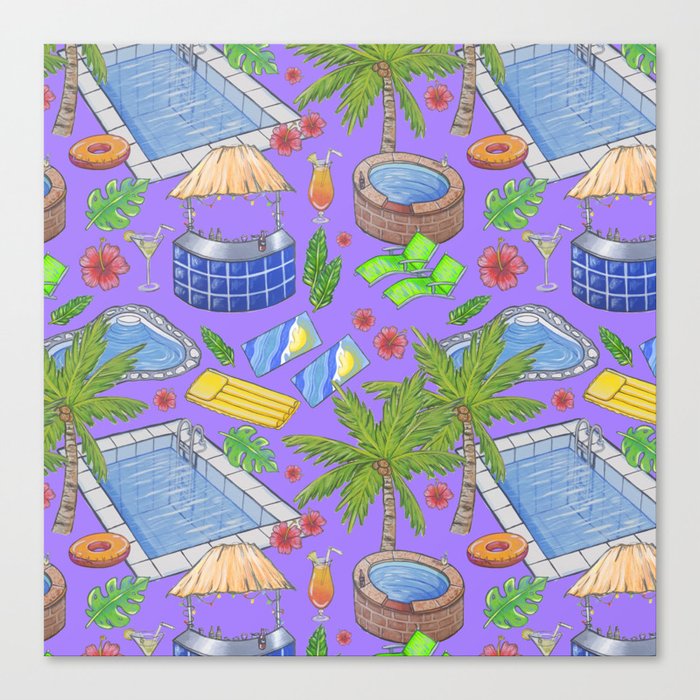 Pool Paradise - Purple Canvas Print