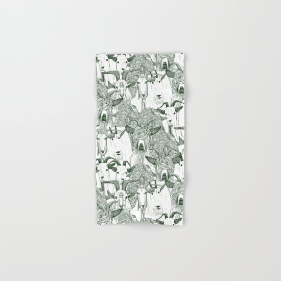 just goats dark green Hand & Bath Towel