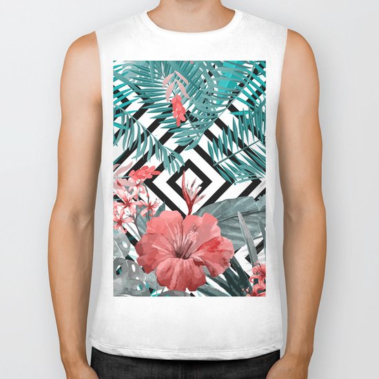 TROPICAL PATTERN Biker Tank