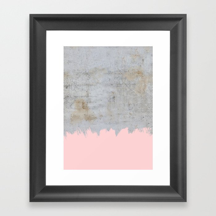 Paint with pink on concrete Framed Art Print