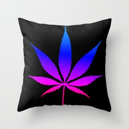 Marijuana Pot Leaf blue purple pink Unicorn Colors Throw Pillow