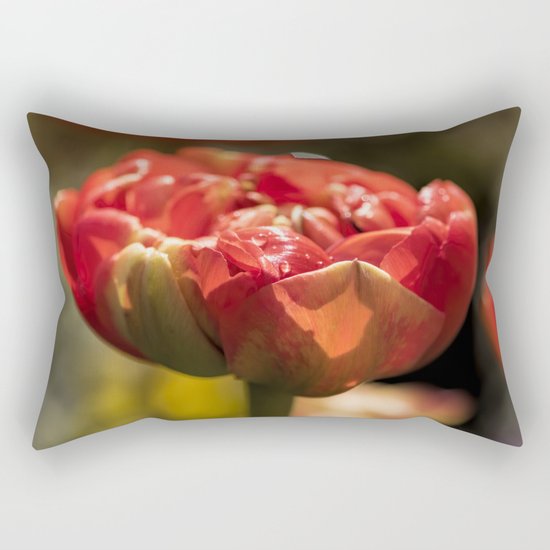 Fire Red tulips at Backlight Rectangular Pillow