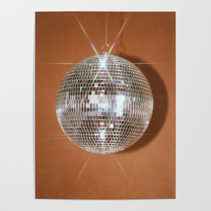 Groovy Orange Disco Ball Poster