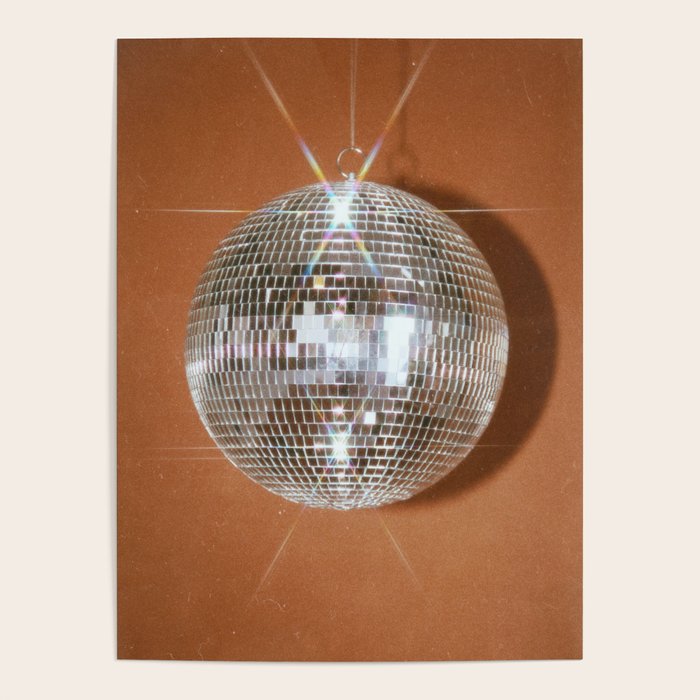 Groovy Orange Disco Ball Poster