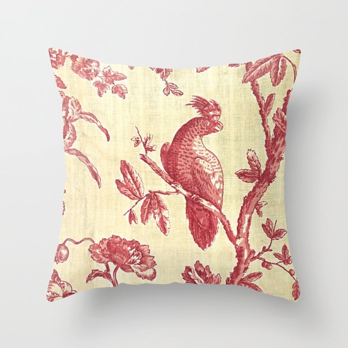 Red Toile Forest Throw Pillow