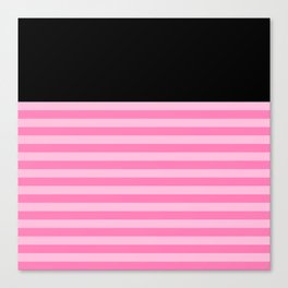 Black & Two-Toned Pink Stripes Canvas Print