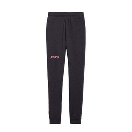 xoxo Hugs and Kisses- typography- pink and orange gradient on black  Kids Joggers