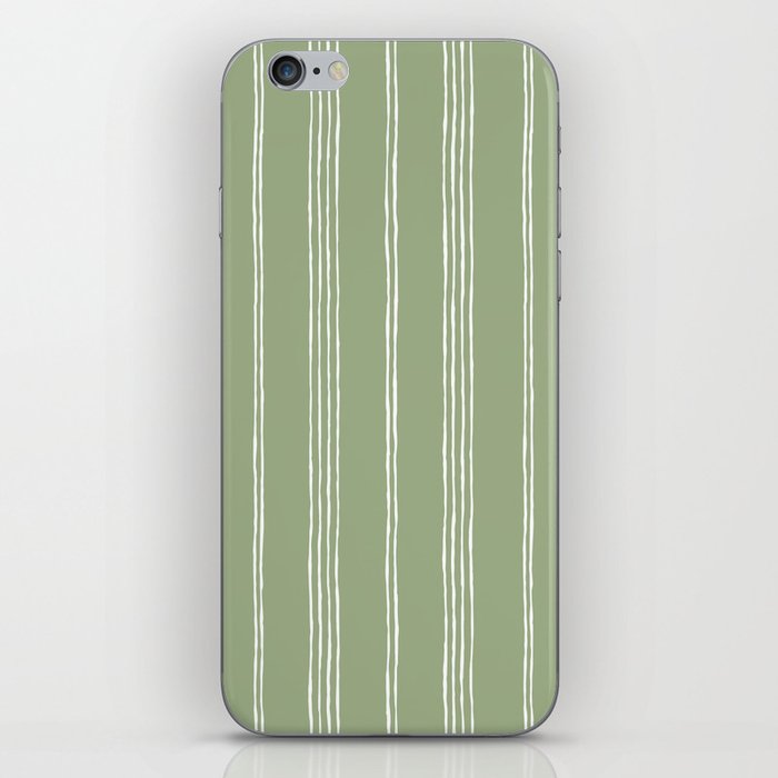 Boho Stripe Pattern Sage Green iPhone Skin