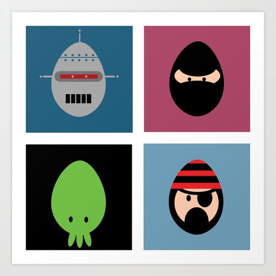 Robot Ninja Cthulhu Pirate Art Print