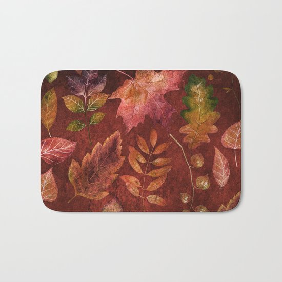 My favorite color is october- Colorful autumnal leaves pattern Bath Mat