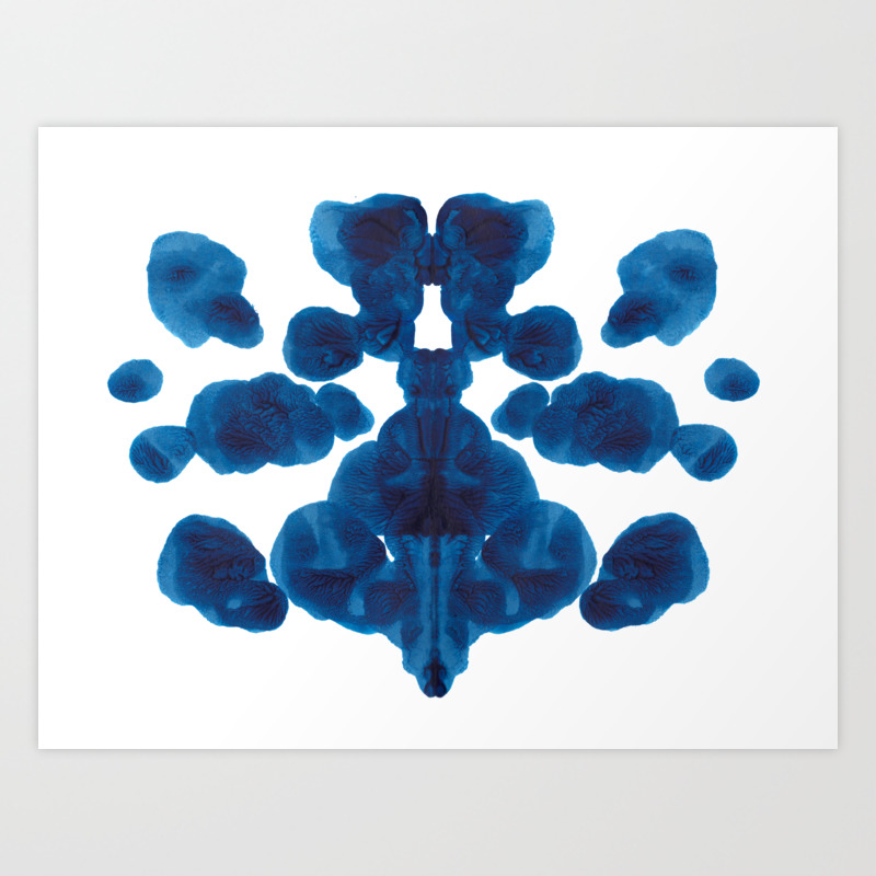 Inkblot Bunny Blue Inkblot Rorschach Test Art Print