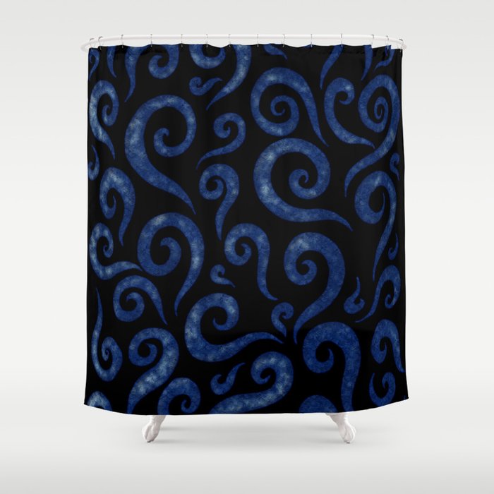 Blue Swirls Pattern Shower Curtain