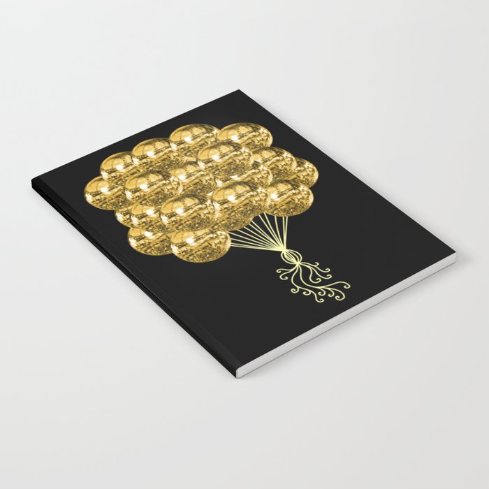 Glittery Gold Disco Ball Balloons Notebook