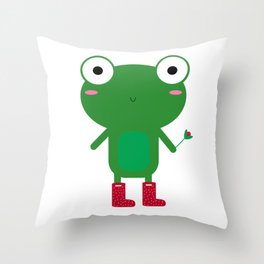 Frog in boots Throw Pillow