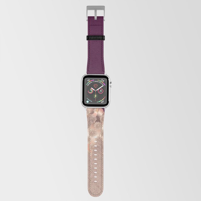 Burgundy rose gold watercolor floral elegant bows Apple Watch Band