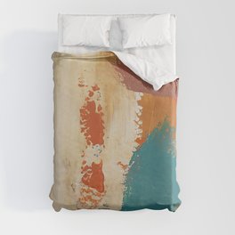 Rustic Orange Teal Abstract Duvet Cover