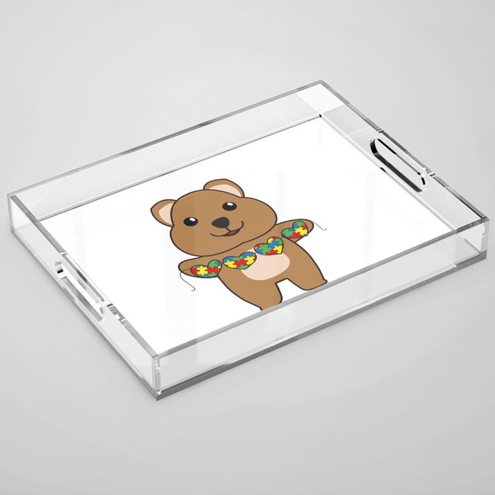 Autism Awareness Month Puzzle Heart Quokka Acrylic Tray