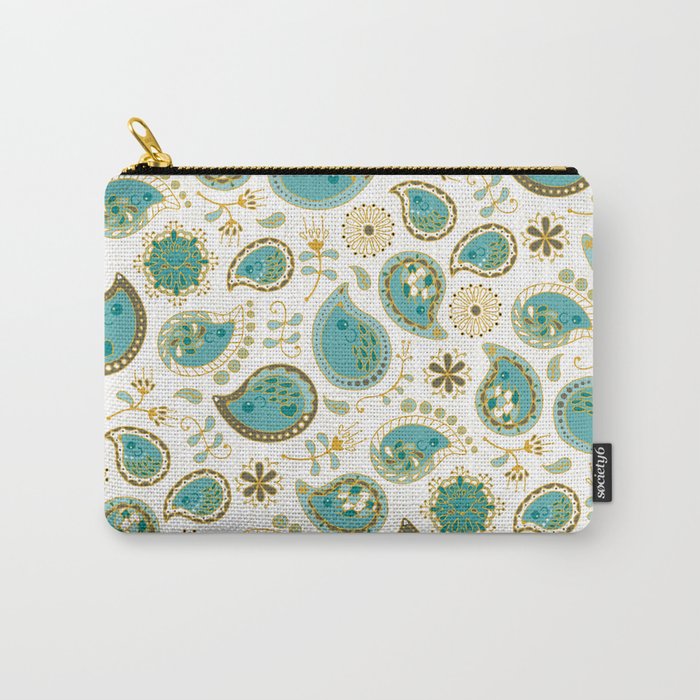 Hedgehog Paisley - Teal Bg White Carry-All Pouch