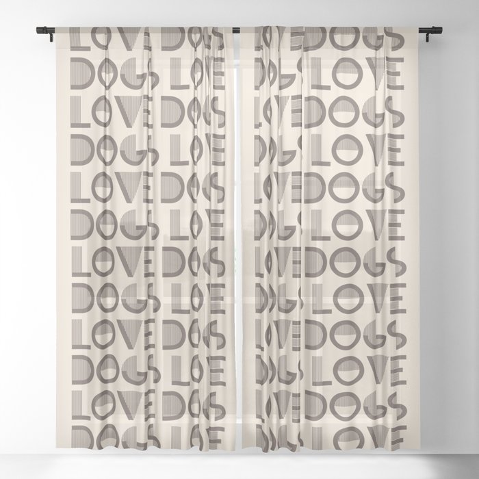 Love Dogs - Crisp Linen warm neutral colors modern abstract illustration  Sheer Curtain