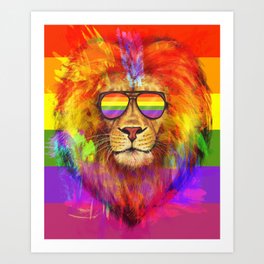 Rainbow Lion Pride Art Print