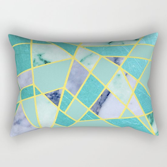 Abstract #439 in Green and Gold Rectangular Pillow