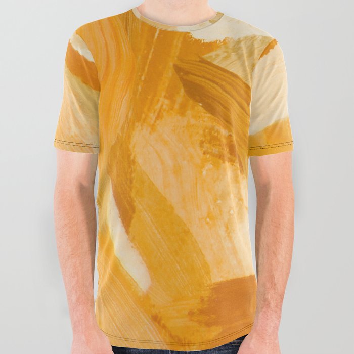 abstract splatter brush stroke painting texture background in brown All Over Graphic Tee