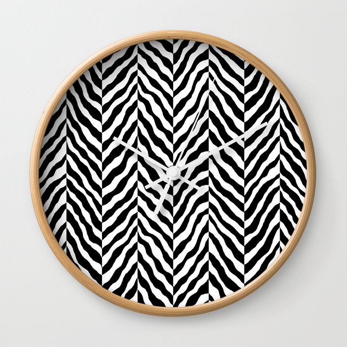 Abstract Zebra chevron pattern. Digital animal print Illustration Background. Wall Clock