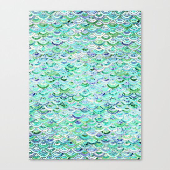 Marble Mosaic in Mint Quartz and Jade Canvas Print