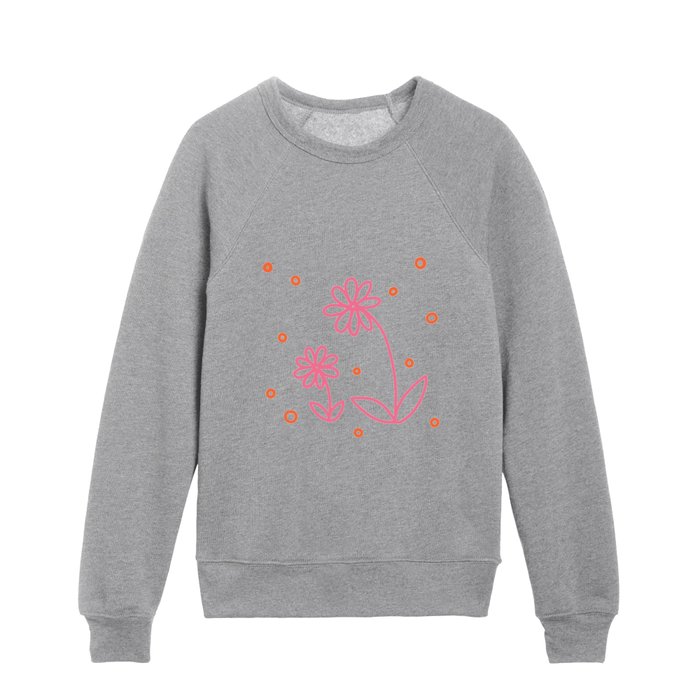 Daisies and Dots 2 - Pink, Orange and Cream Kids Crewneck