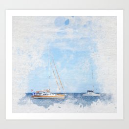 Sail boats on a calm sea Art Print