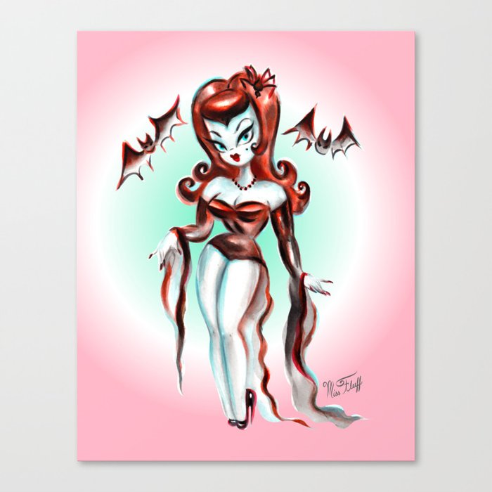 Vampire Vixen with Bats Canvas Print