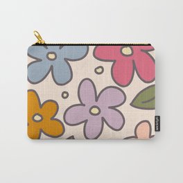 Bubbly Flowers (Rich Girl Peach) Carry-All Pouch | Pattern, Flower, Doodle, Daisy, Pretty, Aesthetic, Sorority, Daughter, Bedroom, Bouquet 