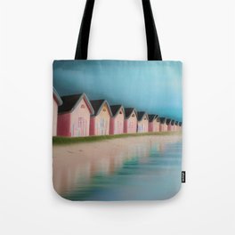 Pink Seaside Cottages Tote Bag