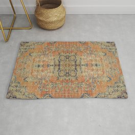 Vintage Woven Coral and Blue Kilim Rug