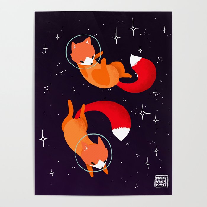 inkt Goedkeuring Verstrooien Space Foxes Poster by Maike Vierkant | Society6