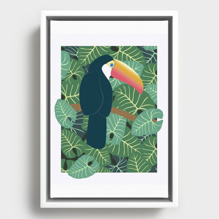 Toucan in the Jungle Framed Canvas