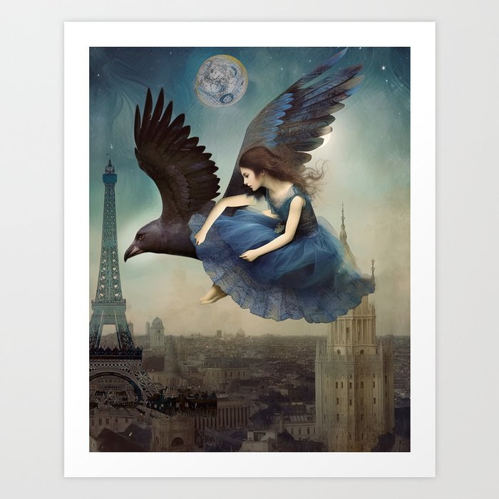 Flying Over Paris Art Print