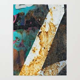 Colorful Graffiti Rusty Metal Weathered Texture Poster