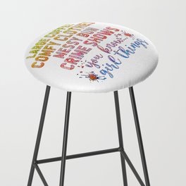 Large Coffee, Comfy Clothes, Messy Bun, Crime Shows - A great design for true crime lovers. (Mosaic Version.) Bar Stool