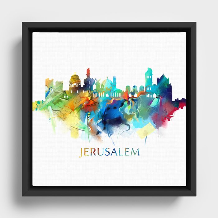 Jerusalem Skyline Colorfulness Framed Canvas