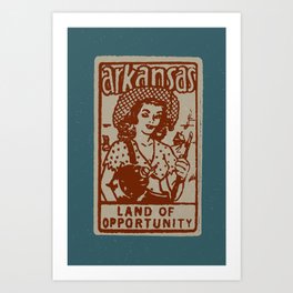 Land of Opportunity in teal and brick Art Print