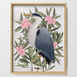 Gray heron and oleander plant - Serving Tray